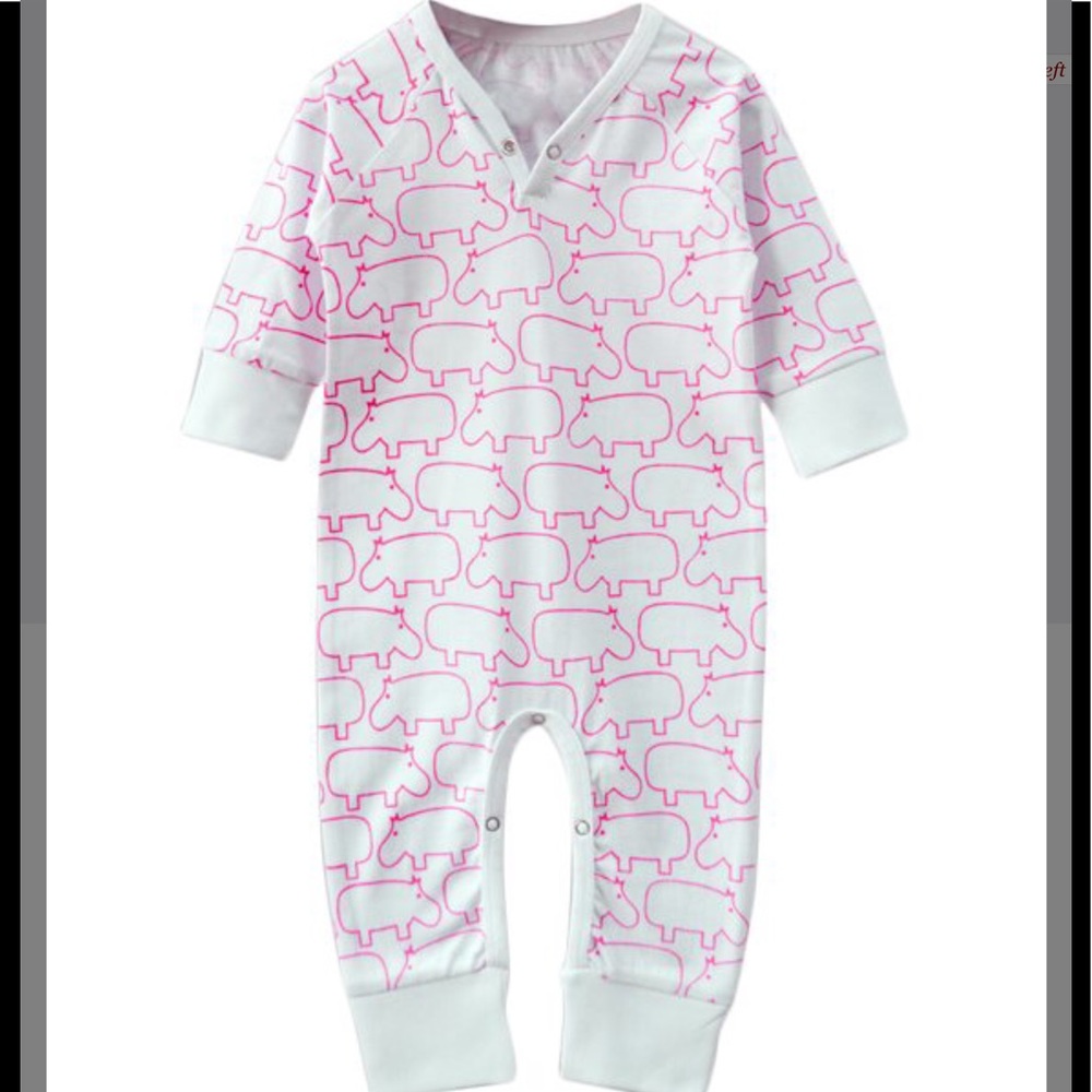 Pink & White Hippo Playsuit